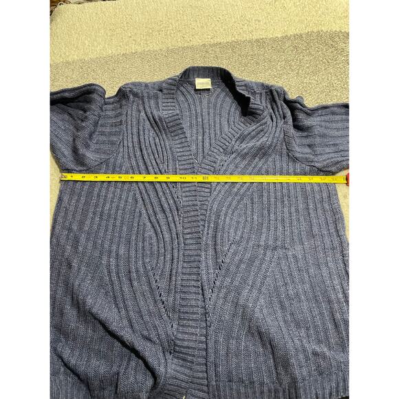 Bedford Fair Open Front Knit Cardigan Sweater Womens Sz XL USA Blue *Tiny Flaw - Picture 5 of 10